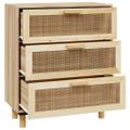 vidaXL Komoda hnedá 60x30x70 cm masívna borovica a prírodný ratan
