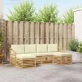 vidaXL Záhradná súprava gaučov 6 ks Biela a krémová Polyester