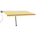 vidaXL Voľne stojaca ručne zaťahovacia markíza 400x350 cm, žlto biela