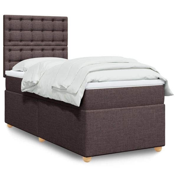 vidaXL Boxspring posteľ s matracom tmavohnedá 90x190 cm látka