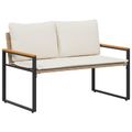 vidaXL lavička Bežová a smotanovo biela 115 x 65 x 72 cm Ratan