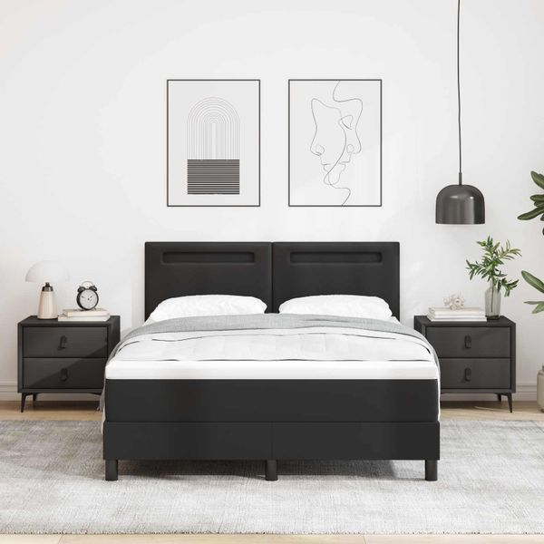 vidaXL Posteľ s pružinovým rámom Čierna 140 x 200 cm Umelá koža