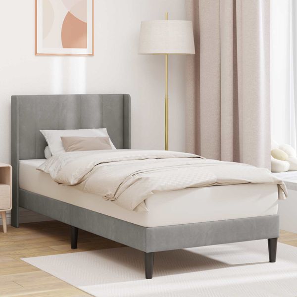 vidaXL Rám postele s čelnou doskou Svetlosivá 80 x 200 cm Zamat