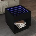 vidaXL Nočný stolík s nekonečnými LED čierny 50x50x50 cm