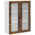 vidaXL Nástenný sklenený kabinet PORTO Dymová dub 80 x 31 x 100 cm
