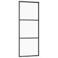 vidaXL Posuvné dvere s kovaním čierne 76x205 cm ESG sklo