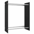 vidaXL Stojan na palivové drevo čierny 80x35x100 cm tvrdené sklo