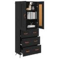 vidaXL Highboard Čierny dub 69,5 x 34 x 180 cm Kompozitné drevo