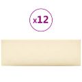 vidaXL Nástenné panely 12 ks krémové 90x30 cm umelá koža 3,24 m²