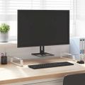 vidaXL Stojan na monitor biely 80x35x8 cm tvrdené sklo a kov