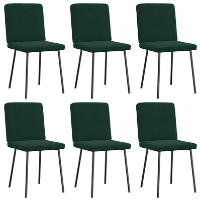 vidaXL Jedálenské stoličky 6 ks, tmavozelené, zamat