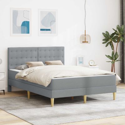 vidaXL Rám postele s matracom Svetlosivá 140 x 190 cm Látka