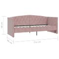 vidaXL Pohovka s USB ružová zamatová 90x200 cm