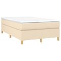vidaXL Posteľný rám s boxspringom krémová 120x200 cm látka