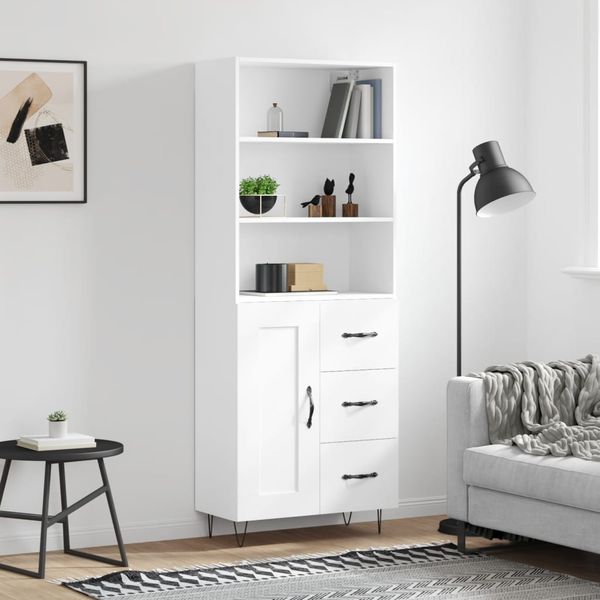 vidaXL Vysoká skrinka biela 69,5x34x180 cm spracované drevo