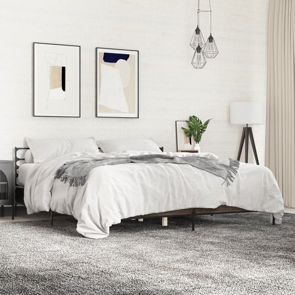 vidaXL Posteľný rám hnedý dub 180x200 cm kompozitné drevo a kov