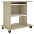 vidaXL PC stôl biela a farba dubu sonoma 80x50x75 cm drevotrieska