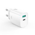 XO sieťová nabíjačka CE30 PD 30W 1x USB-C 1x USB biela + kábel USB-C - Lightning
