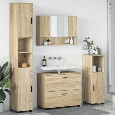 vidaXL Sada kúpeľňového nábytku 4 ks Sonoma dub 35 x 30 x 192 cm