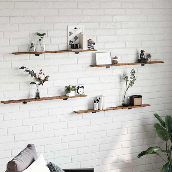 vidaXL Polica na knihy 4 pcs Hnedá 100 x 10 x 1,5 cm Kompozitné drevo