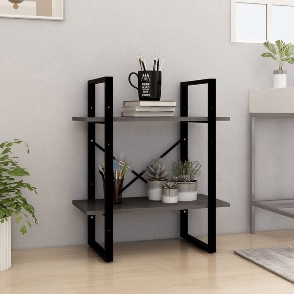 vidaXL Knižnica s 2 policami sivá 60x30x70 cm masívna borovica