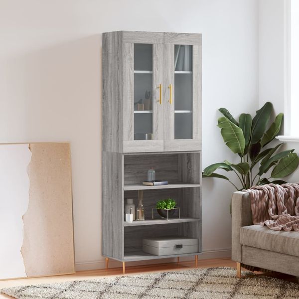 vidaXL Vysoká skrinka sivý dub sonoma 69,5x34x180 cm spracované drevo