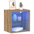 vidaXL Floating Shelf with LED Light Hnedá 40 x 28,5 x 40 cm