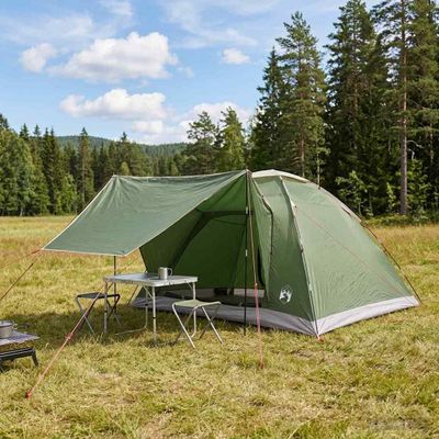 vidaXL Kempingový stan 6-miestny Zelená Polyester a oceľ