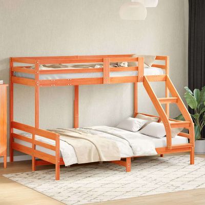 vidaXL Poschodová posteľ 80x200/140x200 cm voskovohnedá masív.borovica
