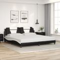 vidaXL Rám postele Viana s LED bez matraca čierny a biely 200x200 cm
