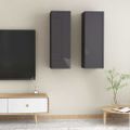 vidaXL TV skrinky 2 ks, lesklé sivé 30,5x30x90 cm, kompozitné drevo