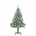 vidaXL Umelý vianočný stromček, snehom obalený, s LED svetlom 120 cm