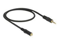 Predlžovacia šnúra audio - mini-phone stereo 3.5 mm so zdierkami (female) do mini-phone stereo 3.5 mm s pínmi (male) - 50 cm - čierna