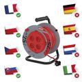 Predlžovací kábel EMOS P19425P na bubne 25 m / 4 zásuvky / červený / PVC / 230 V / 1,5 mm2