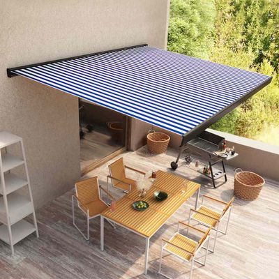 vidaXL Motorizovaná kazetová markíza 350x250 cm modrá a biela