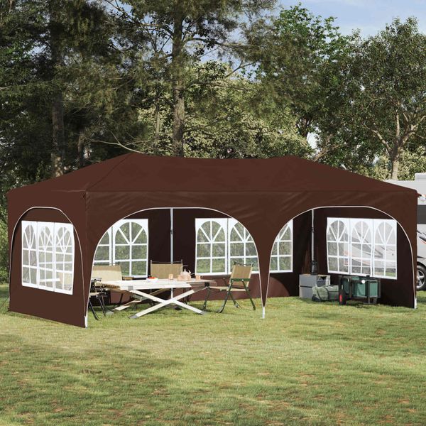 vidaXL Prístrešok na párty 575 x 288 x 245 cm Hnedá Oxfordská látka