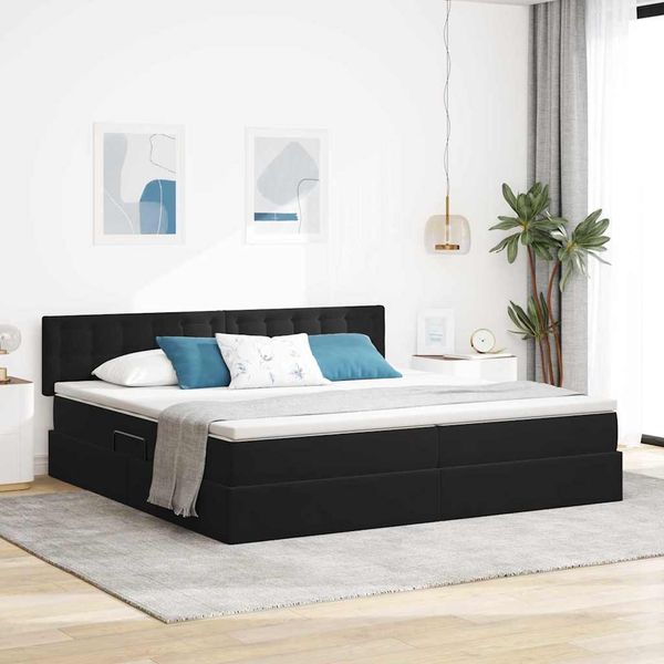 vidaXL Úložná posteľ s matracmi s úložiskom Čierna 200 x 200 cm Zamat