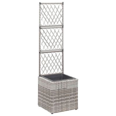 vidaXL Vyvýšený záhon+mriežka, 1 nádoba 30x30x107 cm, polyratan, sivý