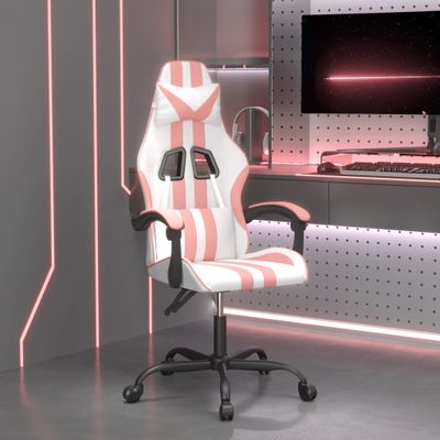 vidaXL Herná stolička biela a ružová umelá koža