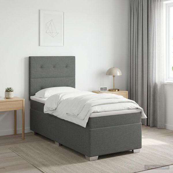 vidaXL Posteľ boxspring s matracom Tmavosivá 80 x 200 cm Látka
