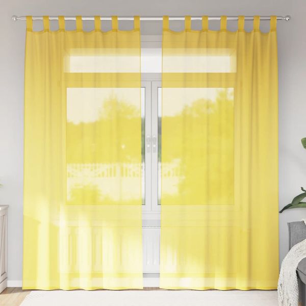 vidaXL Voálové závesy so slučkami, 2 ks, žlté, 140x245 cm