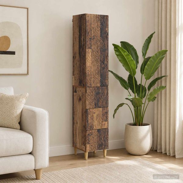 vidaXL Sada skríň 2 ks 33 x 34,5 x 90 cm Kompozitné drevo Staré drevo