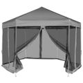 vidaXL Rozkladací záhradný stan so 6 stenami, sivý 3,6 x 3,1 m