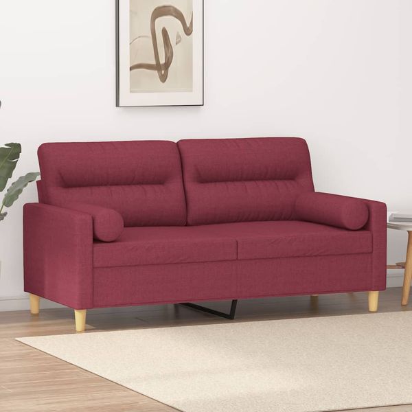 vidaXL 2-miestna pohovka s vankúšmi vínovočervená 140 cm látka