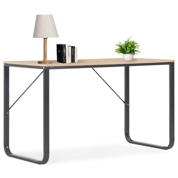 vidaXL Počítačový stôl, čierny a dubový 120x60x73 cm