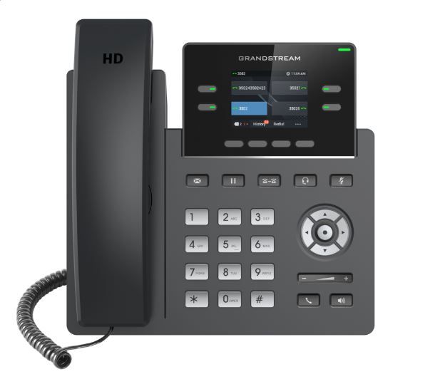 Grandstream GRP2612P, 2.4'' TFT bar. displej, 2 SIP účty, 4 prog. hr., 16 BLF hr., PoE, 10/100Mbps