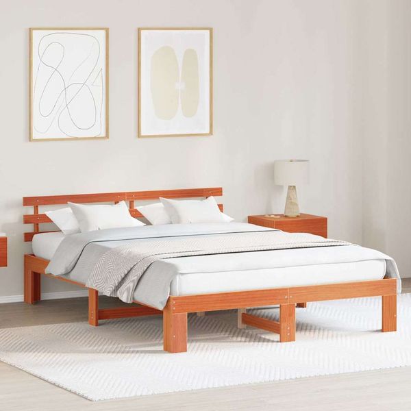 vidaXL Rám postele Včelí hnedý 150 x 200 cm Masívne borovicové drevo