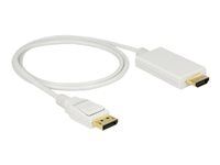 Kábel adaptéra - DisplayPort s kolíkmi (samec) do HDMI s kolíkmi (samec) - 1 m - trojnásobne tienená krútená dvojlinka - biela - pasívny