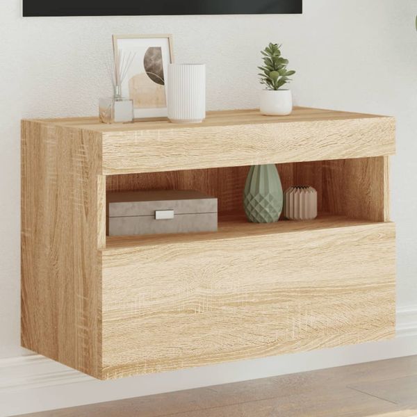 vidaXL TV nástenná skrinka s LED svetlami dub sonoma 60x30x40 cm