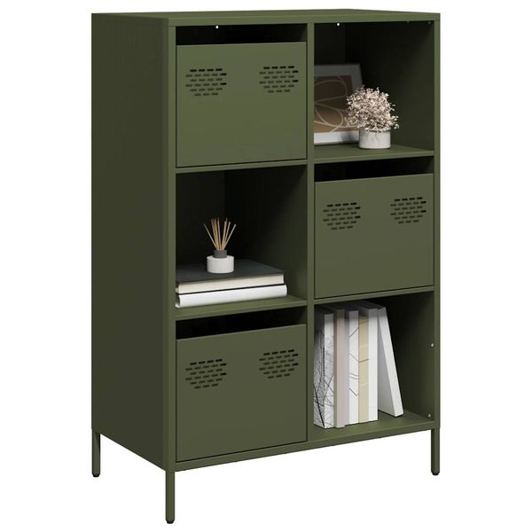 vidaXL Vysoká skrinka olivovozelená 68x39x103,5 cm oceľ